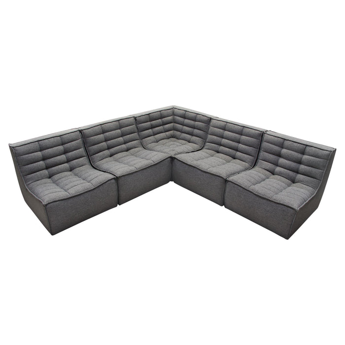 Marshall 5PC Corner Modular Sectional w/ Scooped Seat in Grey Fabric by Diamond Sofa