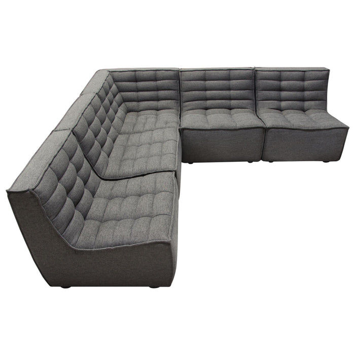 Marshall 5PC Corner Modular Sectional w/ Scooped Seat in Grey Fabric by Diamond Sofa