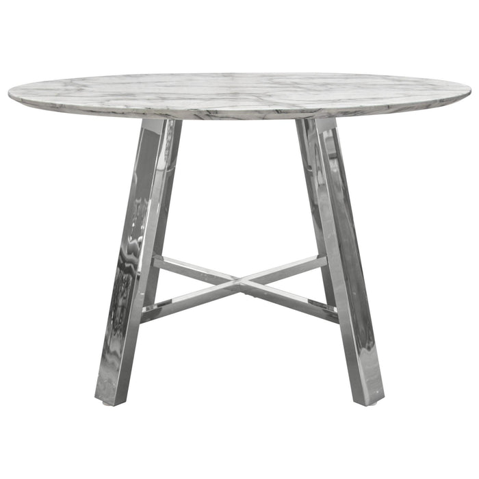 Paris 47" Round Dining Table w/ Faux Marble Top and Chrome Base by Diamond Sofa