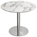 Stella 36" Round Dining Table w/ Faux Marble Top and Brushed Silver Metal Base by Diamond Sofa image