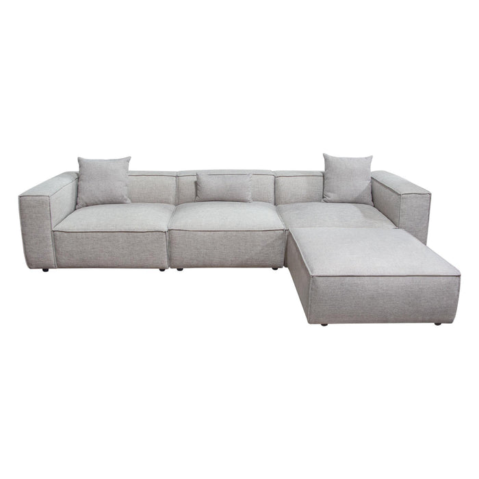 Vice 4PC Modular Sectional in Barley Fabric with Ottoman by Diamond Sofa