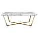 Vida Rectangle Cocktail Table w/ Faux Marble Top and Brushed Gold Metal Frame by Diamond Sofa image