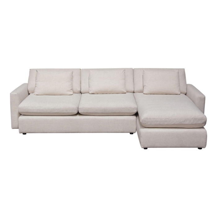 Arcadia 2PC Reversible Chaise Sectional w/ Feather Down Seating in Cream Fabric by Diamond Sofa image