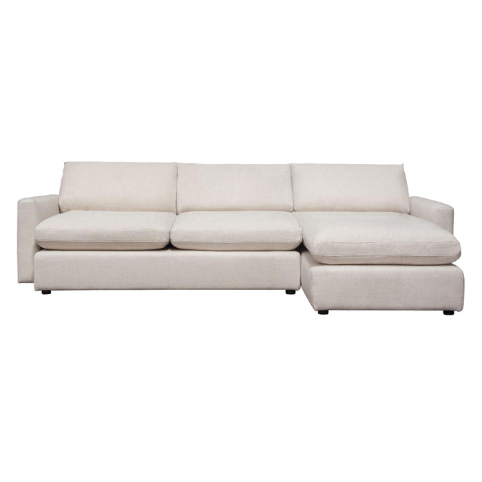 Arcadia 2PC Reversible Chaise Sectional w/ Feather Down Seating in Cream Fabric by Diamond Sofa