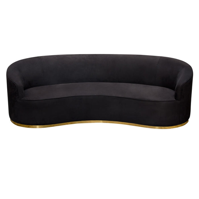 Raven Sofa in Black Suede Velvet w/ Brushed Gold Accent Trim by Diamond Sofa