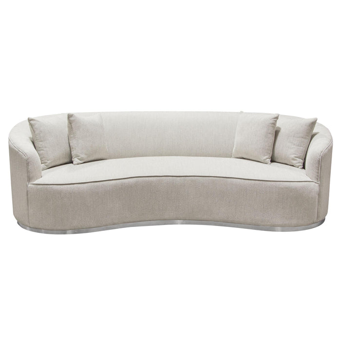 Raven Sofa in Light Cream Fabric w/ Brushed Silver Accent Trim by Diamond Sofa image