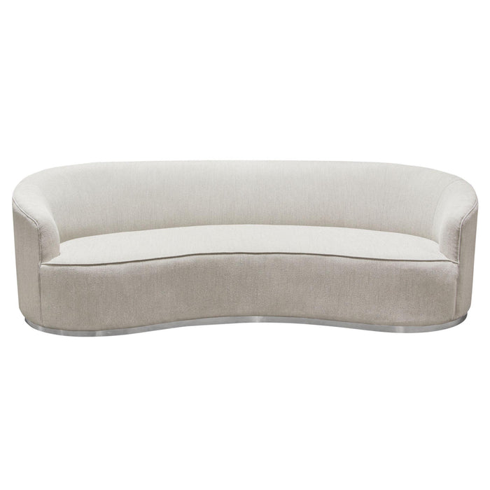 Raven Sofa in Light Cream Fabric w/ Brushed Silver Accent Trim by Diamond Sofa