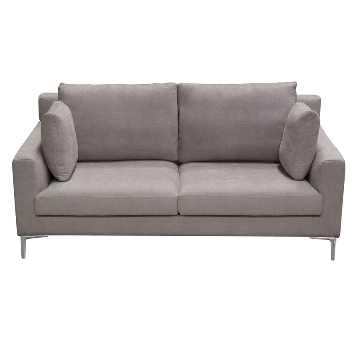 Seattle Loose Back Loveseat in Grey Polyester Fabric w/ Polished Silver Metal Leg by Diamond Sofa