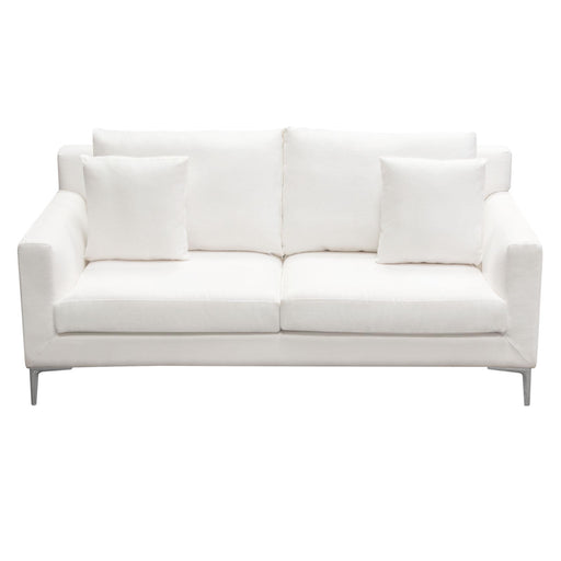 Seattle Loose Back Loveseat in White Linen w/ Polished Silver Metal Leg by Diamond Sofa image