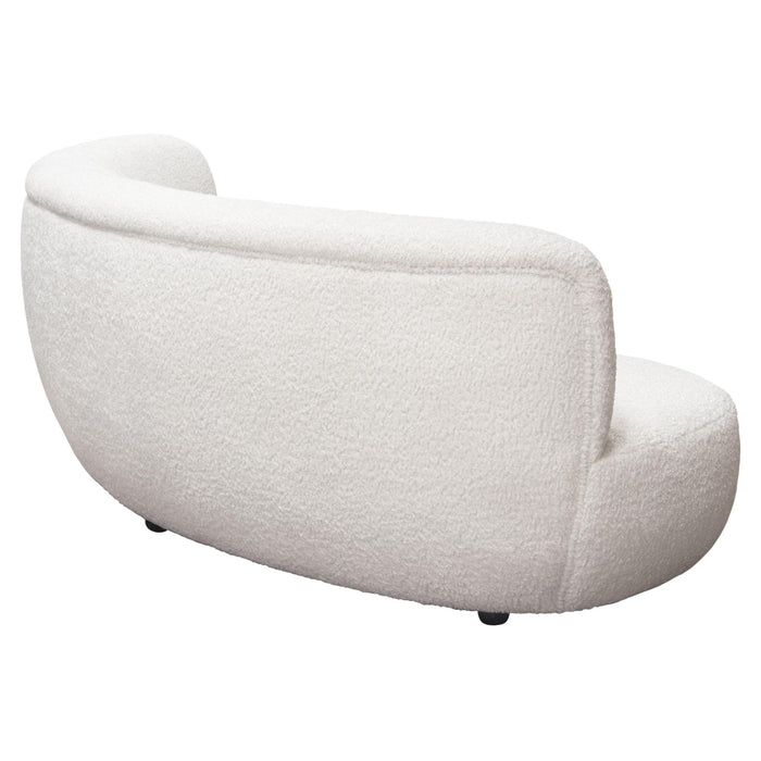 Simone Curved Sofa in White Faux Sheepskin Fabric by Diamond Sofa