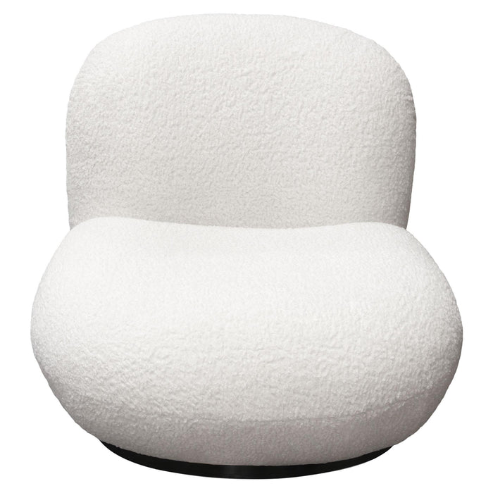 Simone Swivel Accent Chair in White Faux Sheepskin Fabric by Diamond Sofa