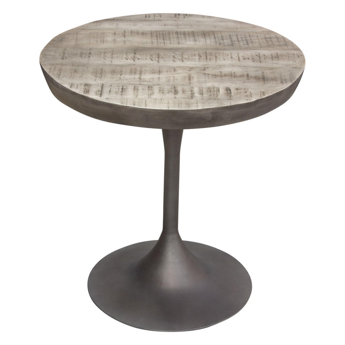 Beckham 30" Round Dining Table w/ Solid Mango Wood Top in Grey Finish w/ Gun Metal Base by Diamond Sofa