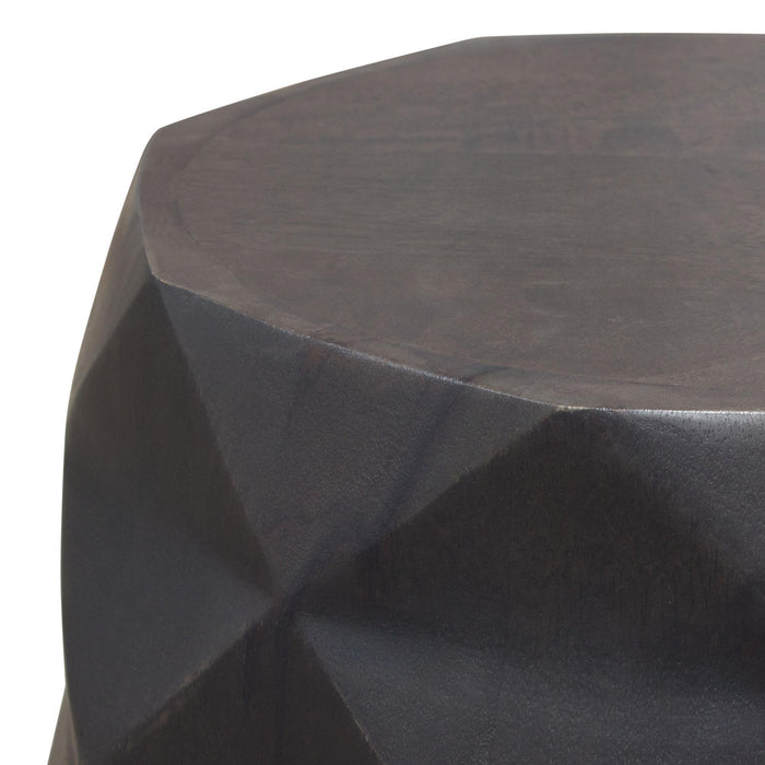 Fig Solid Mango Wood Accent Table in Grey Finish w/ Geometric Motif by Diamond Sofa