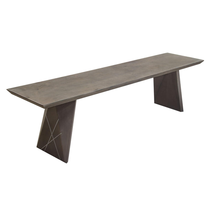 Motion Solid Mango Wood Dining/Accent Bench in Smoke Grey Finish w/ Silver Metal Inlay by Diamond Sofa