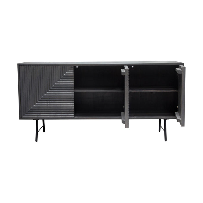 Neo 3-Door Solid Mango Wood Sideboard in Smoke Grey Finish w/ Gun Metal Finished Base by Diamond Sofa