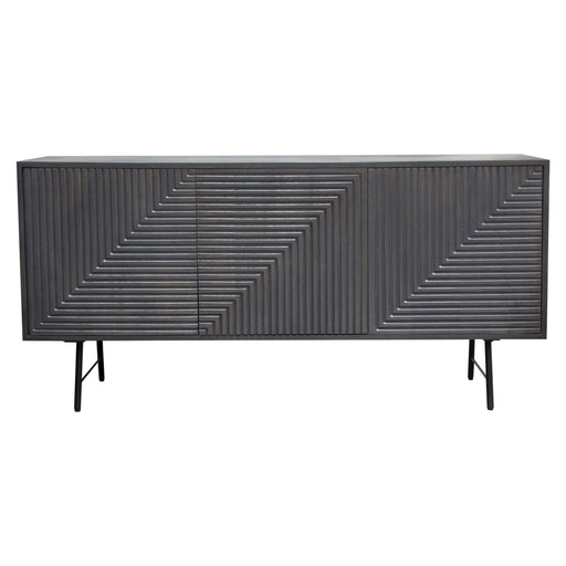 Neo 3-Door Solid Mango Wood Sideboard in Smoke Grey Finish w/ Gun Metal Finished Base by Diamond Sofa image