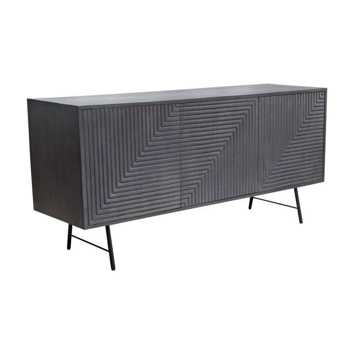 Neo 3-Door Solid Mango Wood Sideboard in Smoke Grey Finish w/ Gun Metal Finished Base by Diamond Sofa