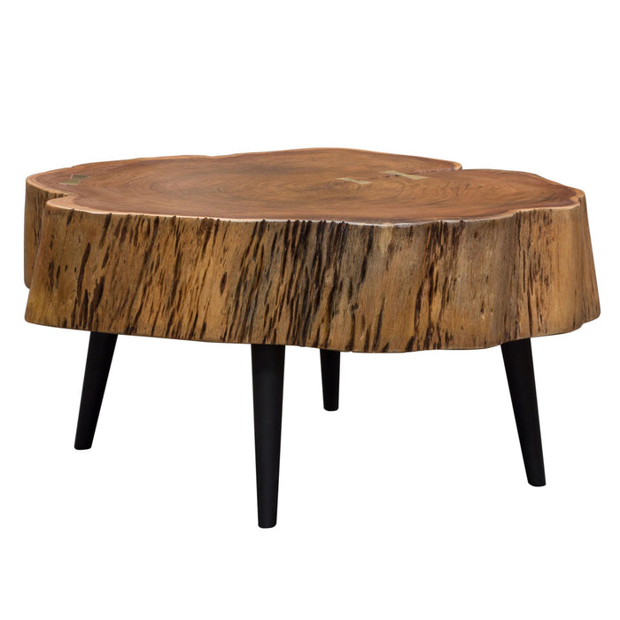 Panorama Natural Acacia One of a Kind Cocktail Table w/ Live Edge & Black Iron Legs by Diamond Sofa