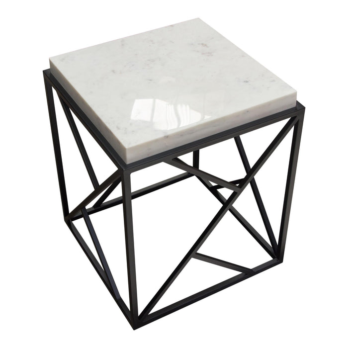 Plymouth Square Accent Table w/ Genuine Grey Marble Top & Black Metal Base by Diamond Sofa