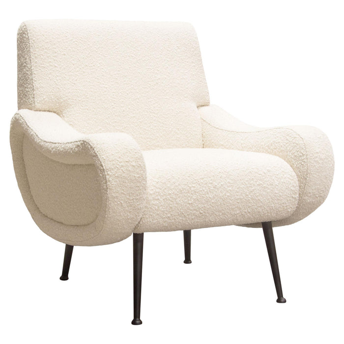 Cameron Accent Chair in Bone Boucle Textured Fabric w/ Black Leg by Diamond Sofa