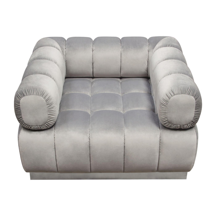 Image Low Profile Chair in Platinum Grey Velvet w/ Brushed Silver Base by Diamond Sofa