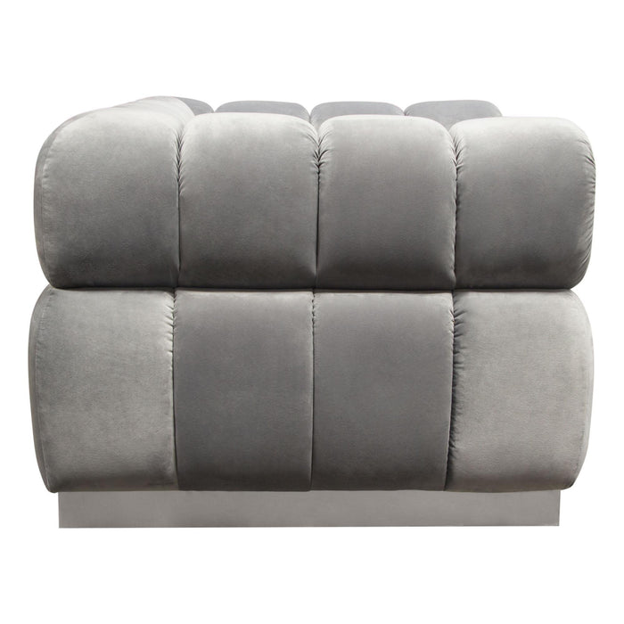 Image Low Profile Chair in Platinum Grey Velvet w/ Brushed Silver Base by Diamond Sofa