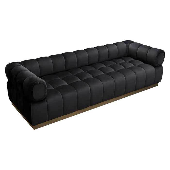 Image Low Profile Sofa in Black Velvet w/ Brushed Gold Base by Diamond Sofa