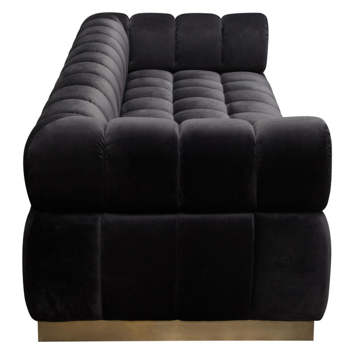 Image Low Profile Sofa in Black Velvet w/ Brushed Gold Base by Diamond Sofa