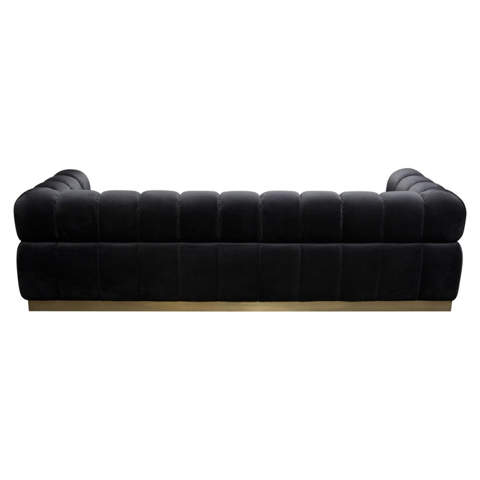 Image Low Profile Sofa in Black Velvet w/ Brushed Gold Base by Diamond Sofa