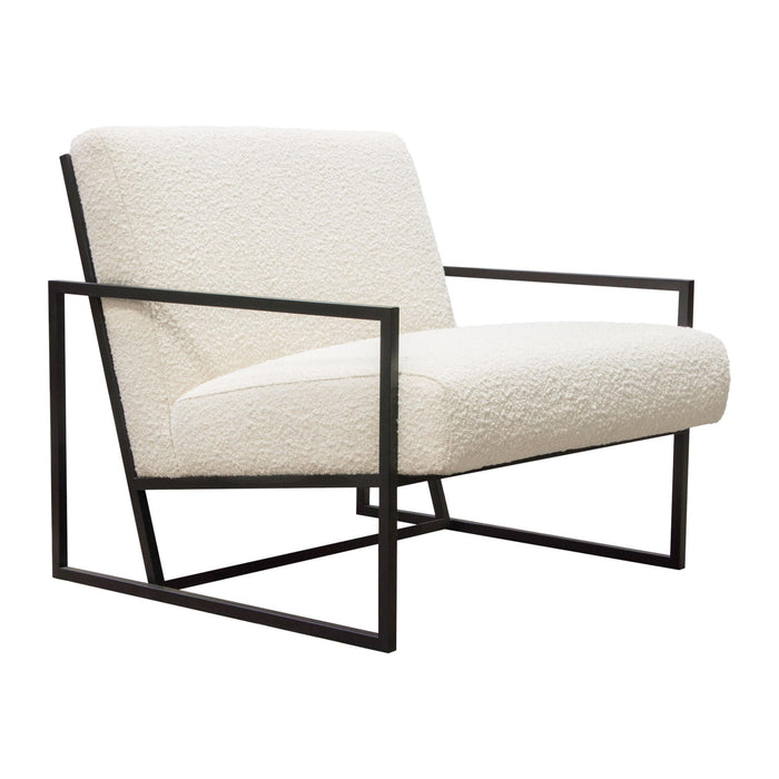 Luxe Accent Chair in Bone Boucle Textured Fabric with Black Powder Coat Frame by Diamond Sofa