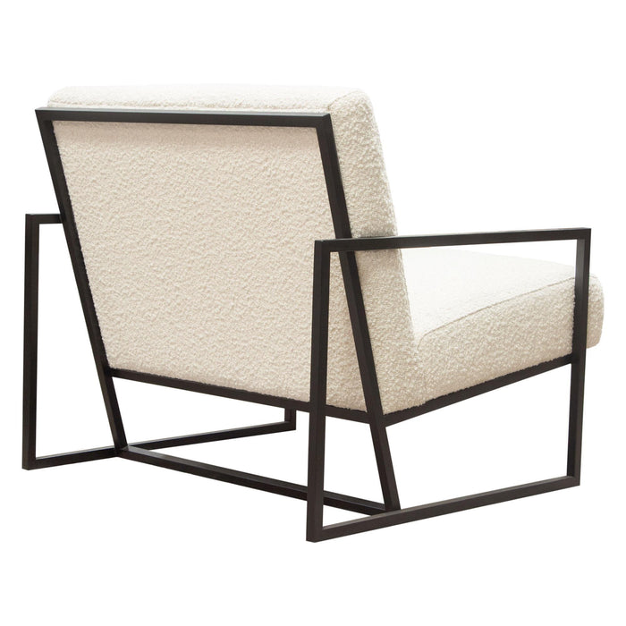 Luxe Accent Chair in Bone Boucle Textured Fabric with Black Powder Coat Frame by Diamond Sofa