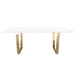 Mirage Rectangular Dining Table w/ White Lacquer Top and Polished Gold Metal Base by Diamond Sofa image