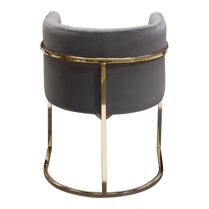 Pandora Dining Chair in Grey Velvet with Polished Gold Frame by Diamond Sofa