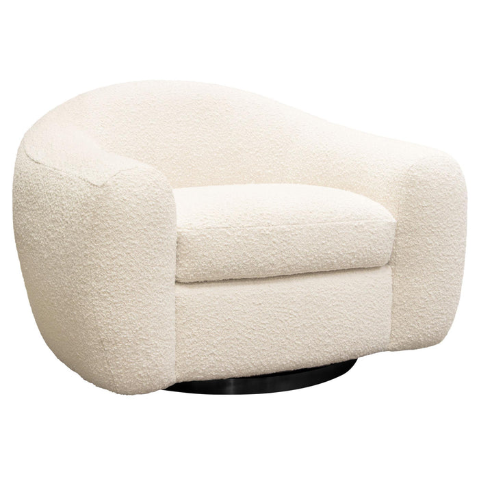 Pascal Swivel Chair in Bone Boucle Textured Fabric w/ Contoured Arms & Back by Diamond Sofa