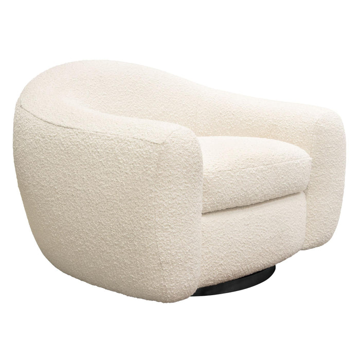 Pascal Swivel Chair in Bone Boucle Textured Fabric w/ Contoured Arms & Back by Diamond Sofa