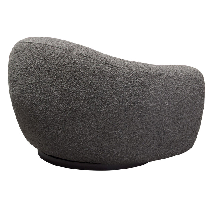 Pascal Swivel Chair in Charcoal Boucle Textured Fabric w/ Contoured Arms & Back by Diamond Sofa