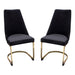 Vogue Set of (2) Dining Chairs in Black Velvet with Polished Gold Metal Base by Diamond Sofa image