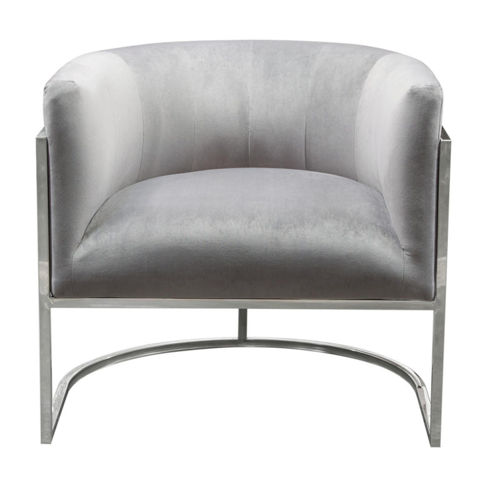 Pandora Accent Chair in Grey Velvet with Polished Silver Stainless Steel Frame by Diamond Sofa image