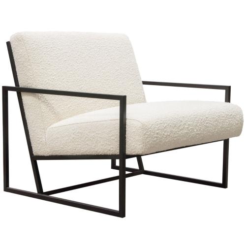 Luxe Accent Chair in Bone Boucle Textured Fabric with Black Powder Coat Frame image