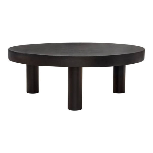 Rune 42" Round Cocktail Table w/ Solid Acacia Wood Top & Iron Leg Base in Black Finish image