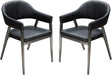 Adele Set of Two Dining/Accent Chairs in Black Leatherette w/ Brushed Stainless Steel Leg image