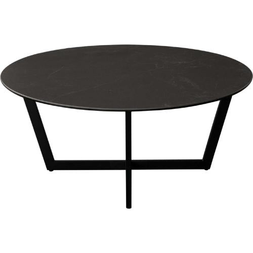 Onyx Round Cocktail Table w/ Black Ceramic Glass Top & Black Metal Leg image