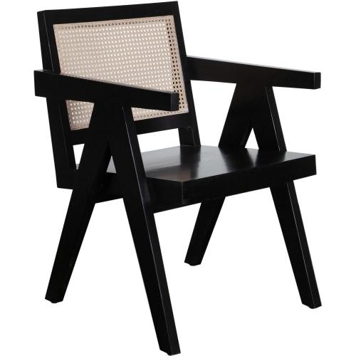 Carter Dining/Accent Chair in Solid Wood Frame in Black Finish w/ Natural Cane Seat Back image