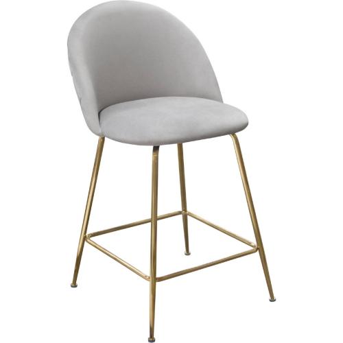 Lilly Set of (2) Counter Height Chairs in Grey Velvet w/ Brushed Gold Metal Legs image