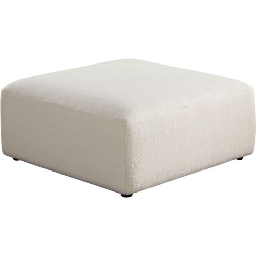 Zia Ottoman in Ivory Sherpa Fabric image