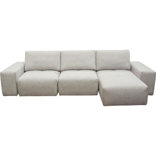 Jazz Modular 3-Seater Chaise Sectional with Adjustable Backrests in Light Brown Fabric image