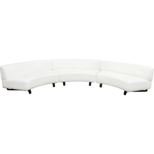 Vesper 3PC Modular Curved Armless Sofa in Faux White Shearling w/ Black Wood Leg Base image