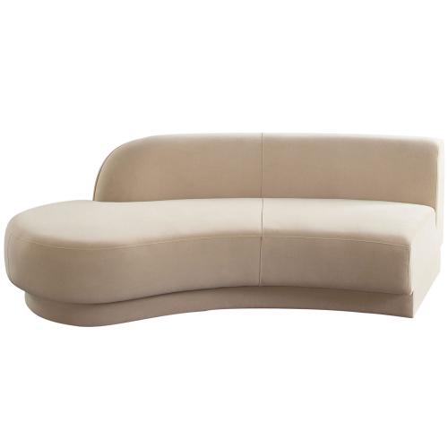 Zelda LF Curved Chaise in Light Camel Performance Velvet w/ (1) Accent Pillow Ball image