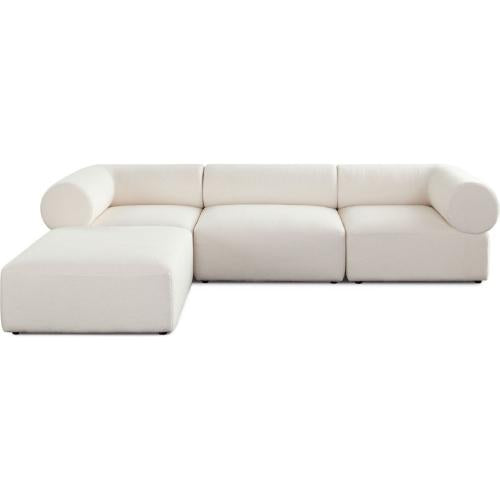 Zia 4PC Modular Reverisble Chaise Sectional in Ivory Sherpa Fabric image