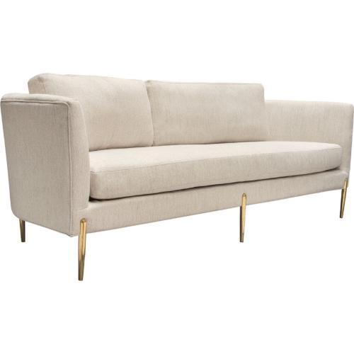 Lane Sofa in Light Cream Fabric with Gold Metal Legs image